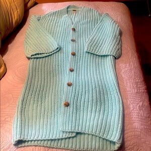 Free People Women's Blue Knit Sweater